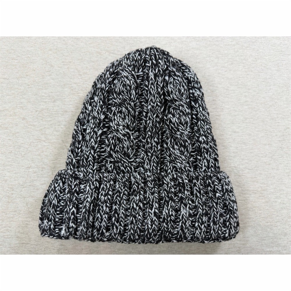 Time and Tru Beanie Hat Womens One Size Black White Marled Sherpa Lined